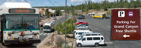 Park in Tusayan and ride the free the free shuttle into the park.