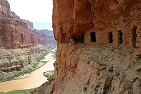 PREHISTORIC GRANARIES ABOVE NANKOWEAP IN MARBLE CANYON, GRAND CANYON NATIONAL PARK. MARK LELLOUCH, NPS. 