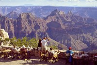 VIEW FROM THE PATIO OF GRAND CANYON LODGE ON THE NORTH RIM OF GRAND CANYON N.P. NPS PHOTO